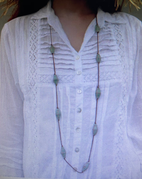 Temana Turquoise Hand Painted Bead Necklace