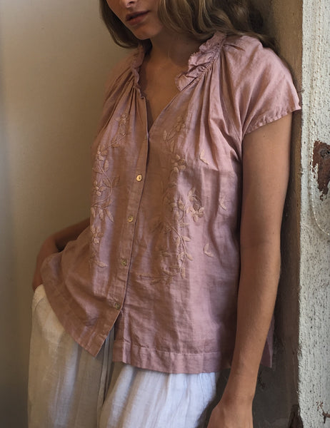 2950 Sweet Susie Hand Embroidered Linen Shirt