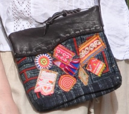 Yar Cross-Body Bag with Hill Tribe Fabric Patches and Recycled Leather